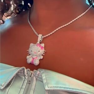 Hello  Kitty Pendant Necklace with Pink Accents 18inch